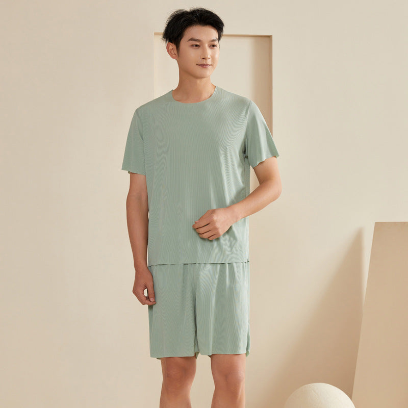 Seamless Couple Pajamas Women's Summer Thread Ice Silk Cool