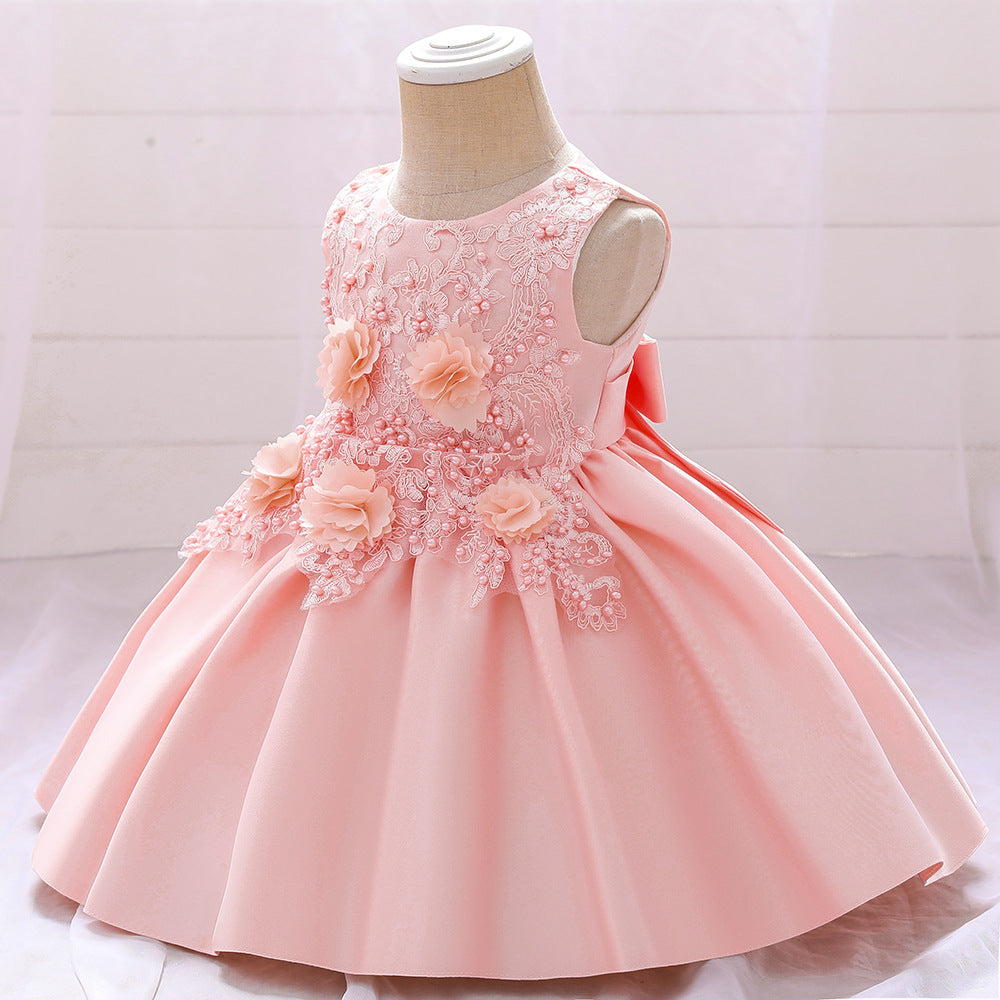 New Babies' Dress Girls Applique Beaded Children Princess Dress