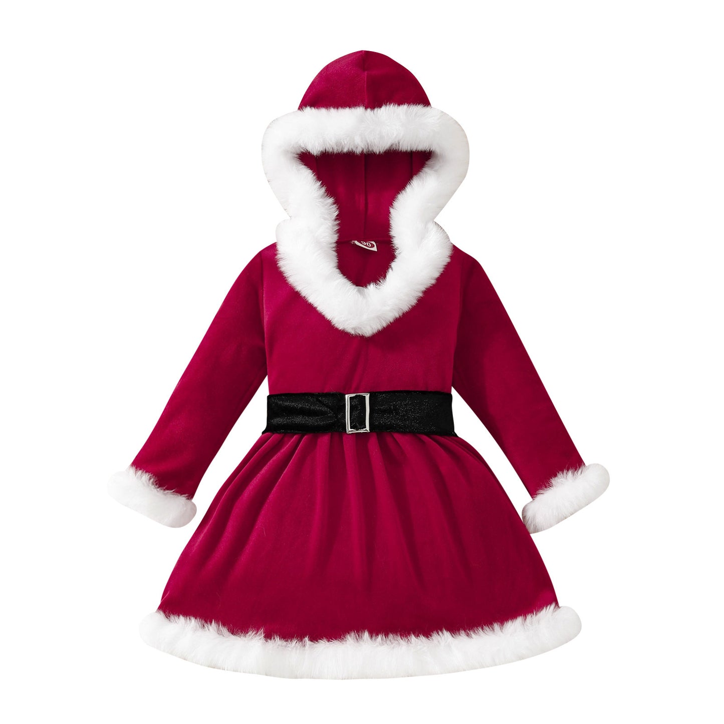 Children's Christmas Dress Hooded V-neck