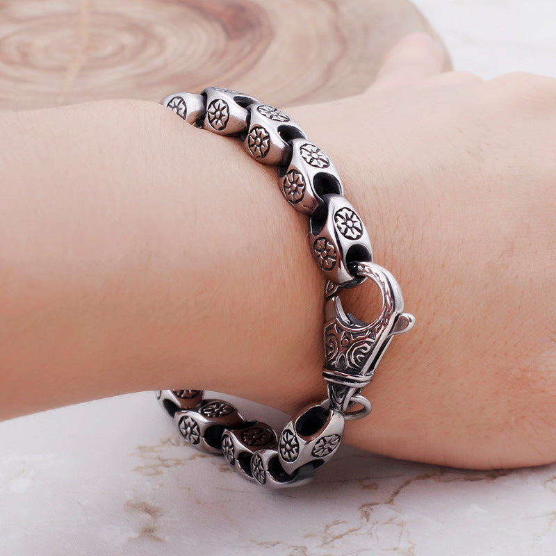 Stainless Steel Flower Cutout Titanium Steel Men's Bracelet