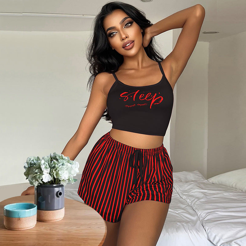 Letter Stripes Printed Ladies' Homewear
