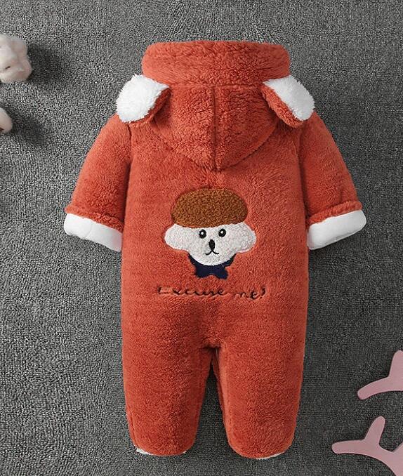 Winter Thickened Simple Solid Color Baby Onesies