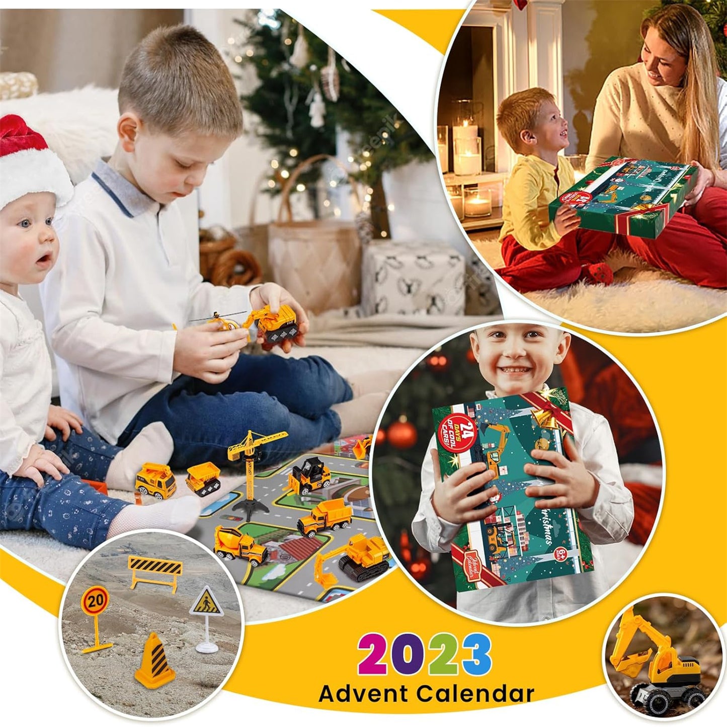Advent Calendar Christmas Countdown Calendar For Kids, 24PCS Cartoon Engineering Vehicle Playset, Christmas Gifts Toys For 6  Year Old Boys And Girls