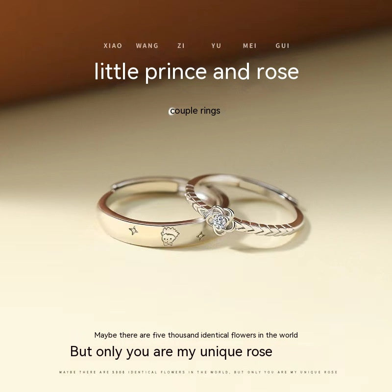 Little Prince And Rose Couple Ring Men And Women Inn Special-interest Design Fashion Couple Rings