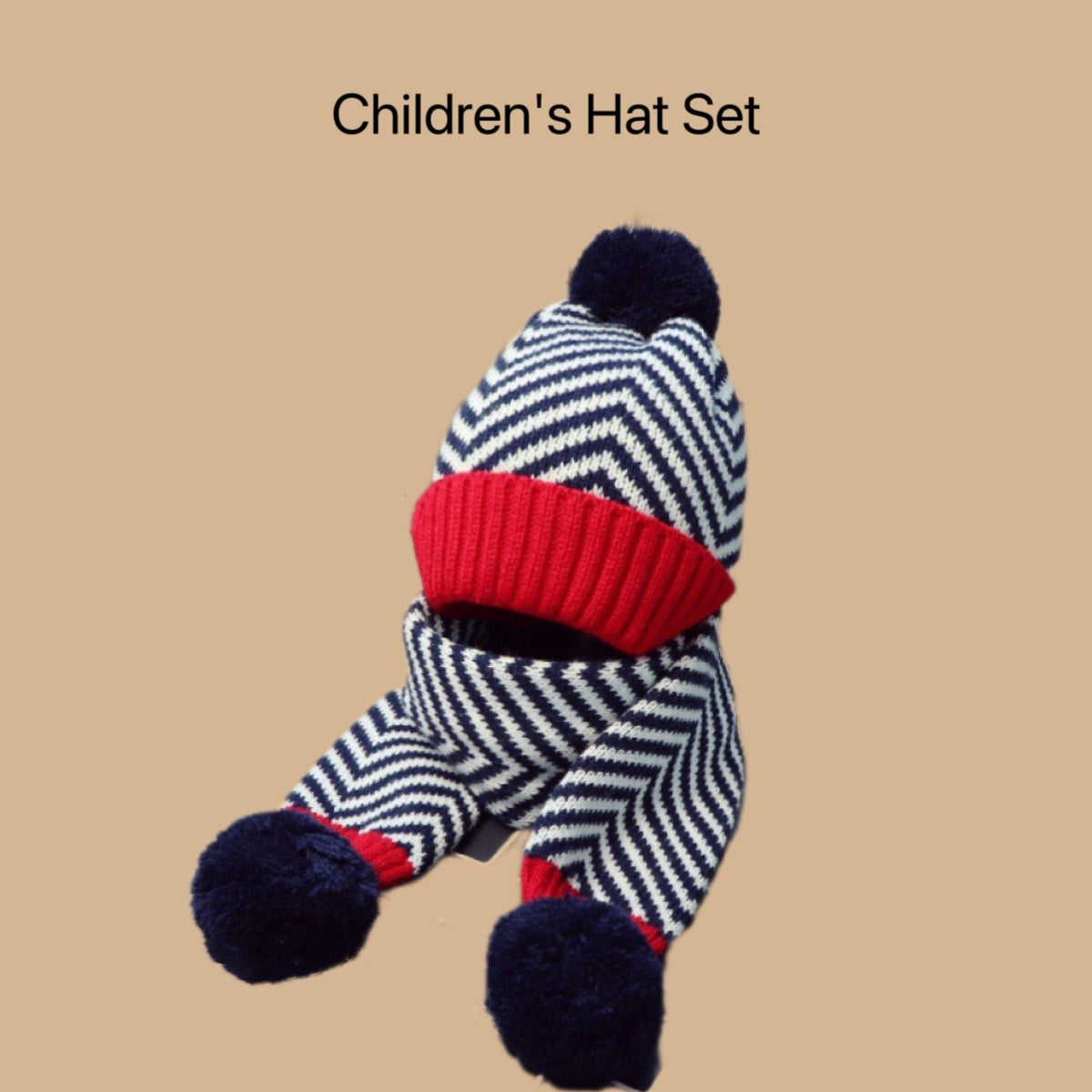 Children's Hat Set Scarf Two-piece Boys' Knitted Fleece-lined