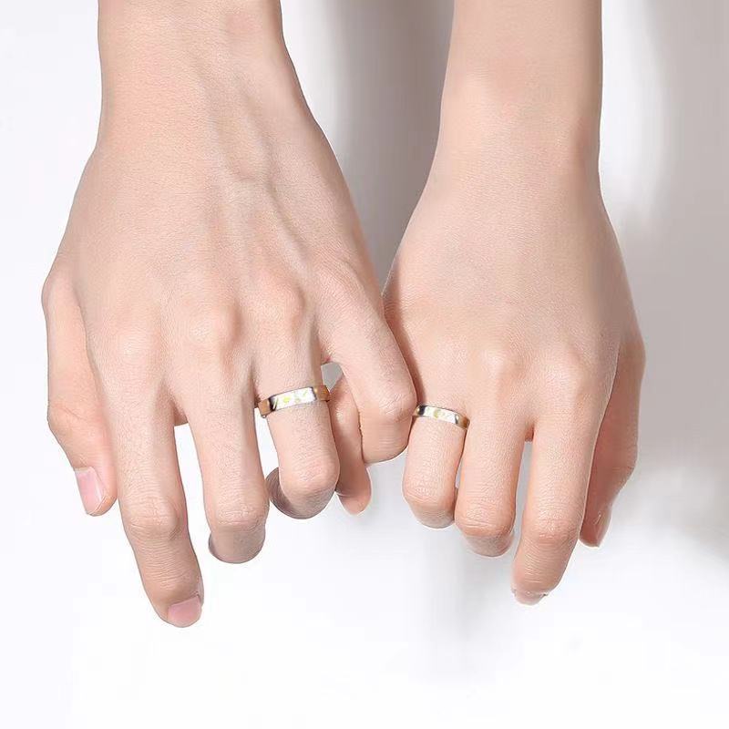 Moon Star S925 Silver Simple Student Men And Women Couple Rings Opening Adjustable
