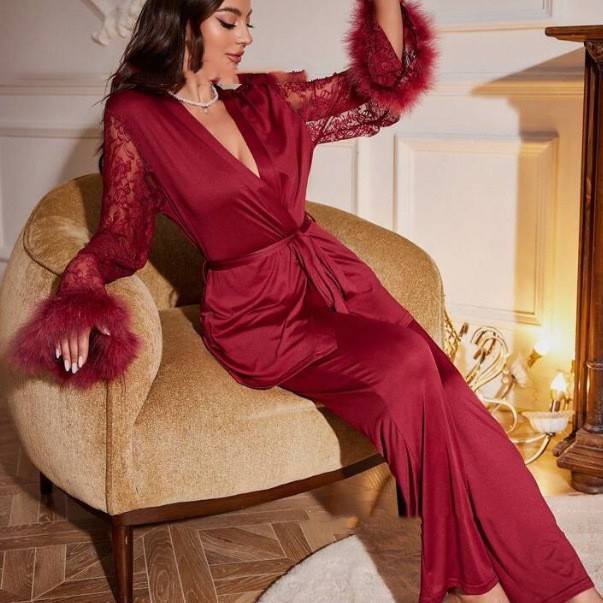 Nightgown Set Light Luxury Gentle Lace Women