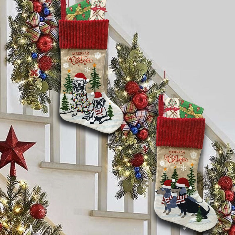 Pet Cat Dog Socks Gift Bag Fireplace Dress Up Christmas Tree Pendant