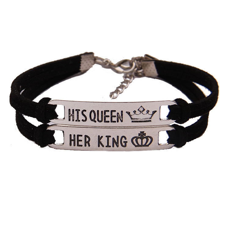 His Queen Her King Alloy Couple Bracelet Jewelry