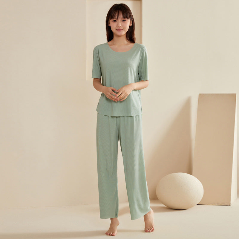 Seamless Couple Pajamas Women's Summer Thread Ice Silk Cool