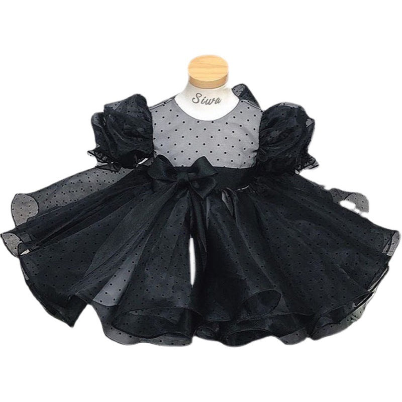Girls Princess Dress Children's Dress Black Fluffy Yarn Baby