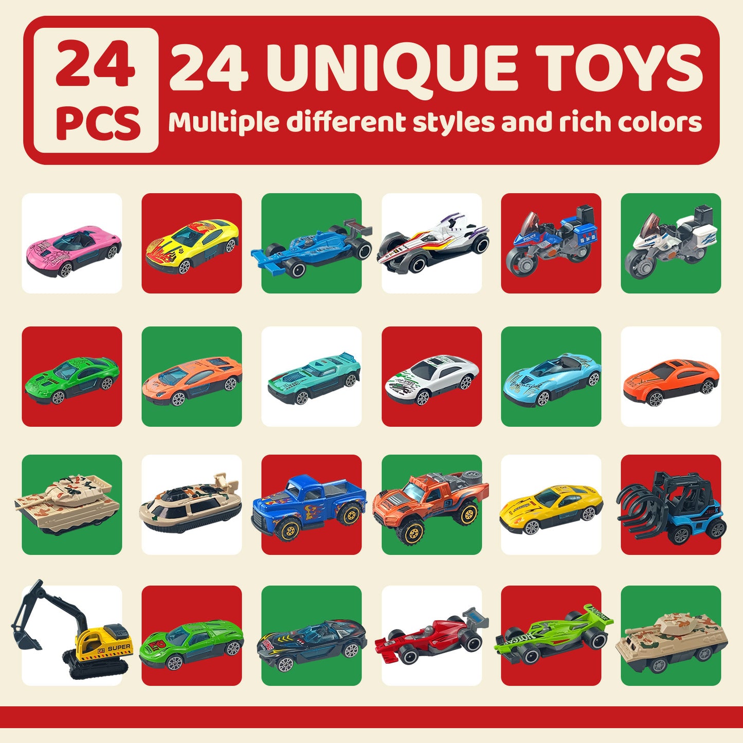 Christmas Advent Calendar Blind Box 24-day Car Model Toy