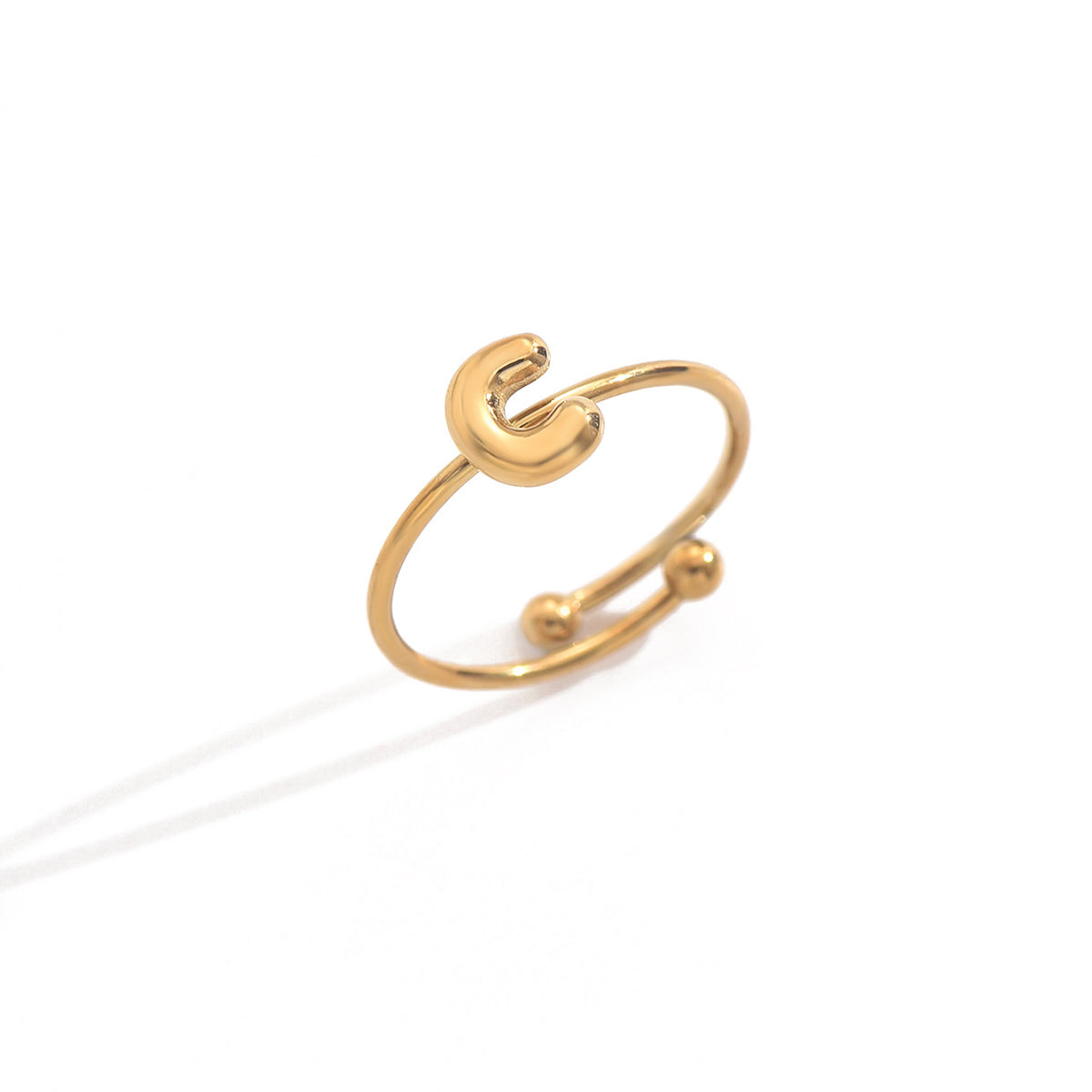 Lxalry 18K Gold Plated Stainless Steel Initial Ring For Women - Adjustable Minimalist Letter A-Z Rings, Personalized Gift Jewelry, Waterproof, Hypoallergenic, Tarnish-Free, Trendy Custom Statement Rin