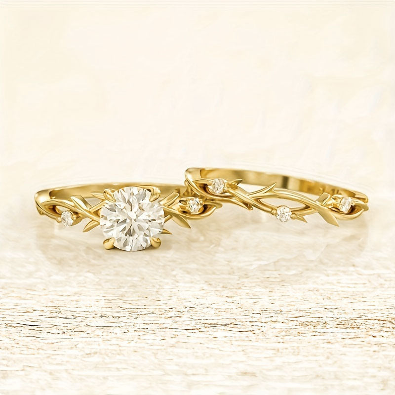 Proposal Diamond Ring Women's Rose Gold Simulation Diamond Couple Rings