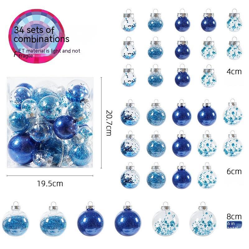 34-tube Christmas Tree Ornaments Large Mouth Ball Transparent Ball