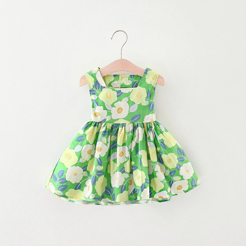 Girls' Fashion Summer Flower Sleeveless Dress