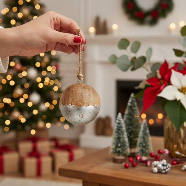 4PCS Set Christmas Hanging Ball Ornaments Wooden Tree Decorations Festive Holiday Party Decor Xmas Tree Accessories FBA Shipment