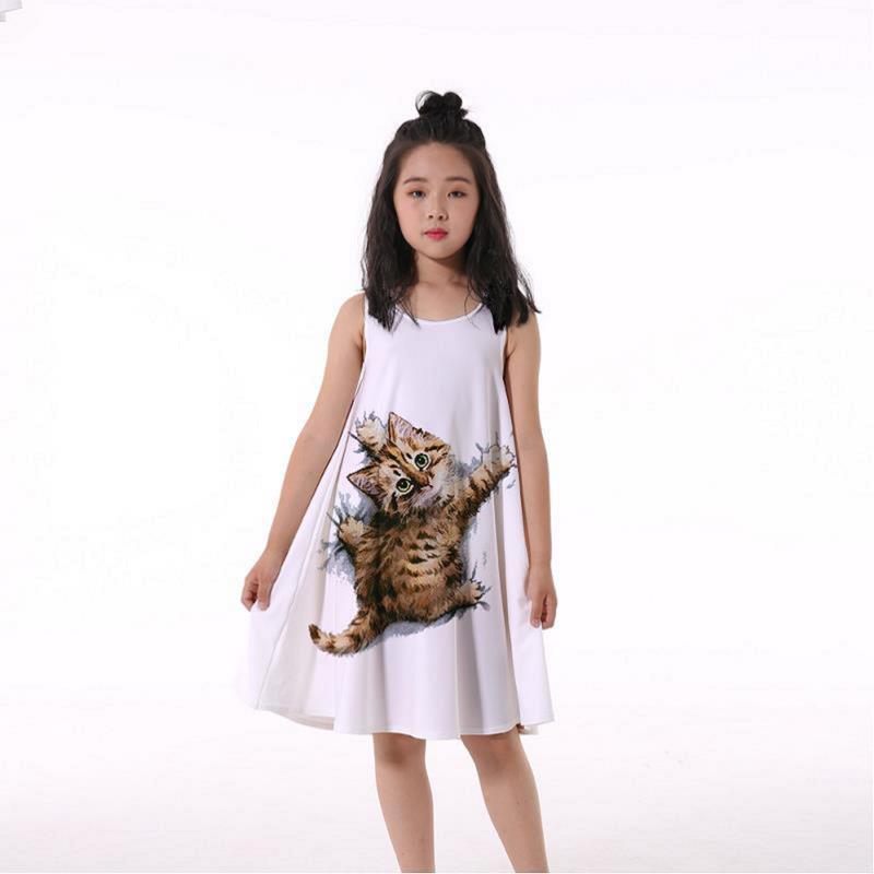 3D Rainbow Print Girls' Dress Nightdress