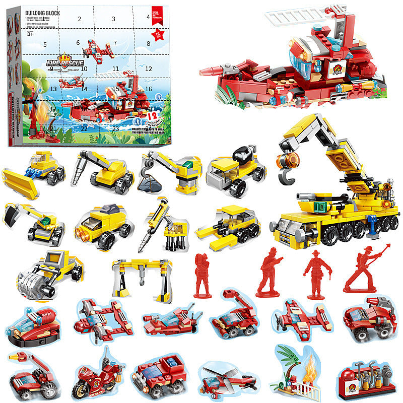 Engineering Fire Truck 12-in-1 Building Blocks Infauna DIY Christmas Countdown Hand Tear Calendar