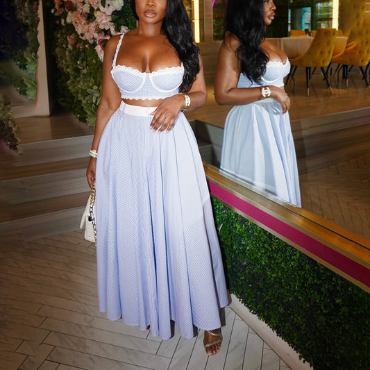 Fashion Women's Suspender Vest Skirt Suit