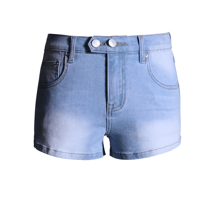 Elastic Low Waist Denim Shorts For Women
