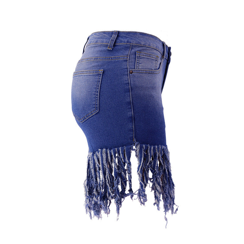 European And American Fashion Tassel Denim Shorts For Women