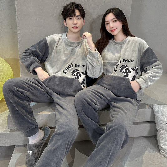 Coral Fleece Couple Plus Size Pajamas For Women