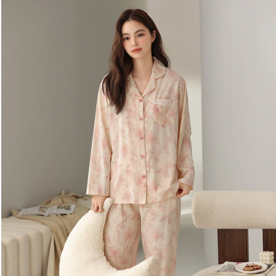 Modal Long Sleeve Cardigan Homewear Suit