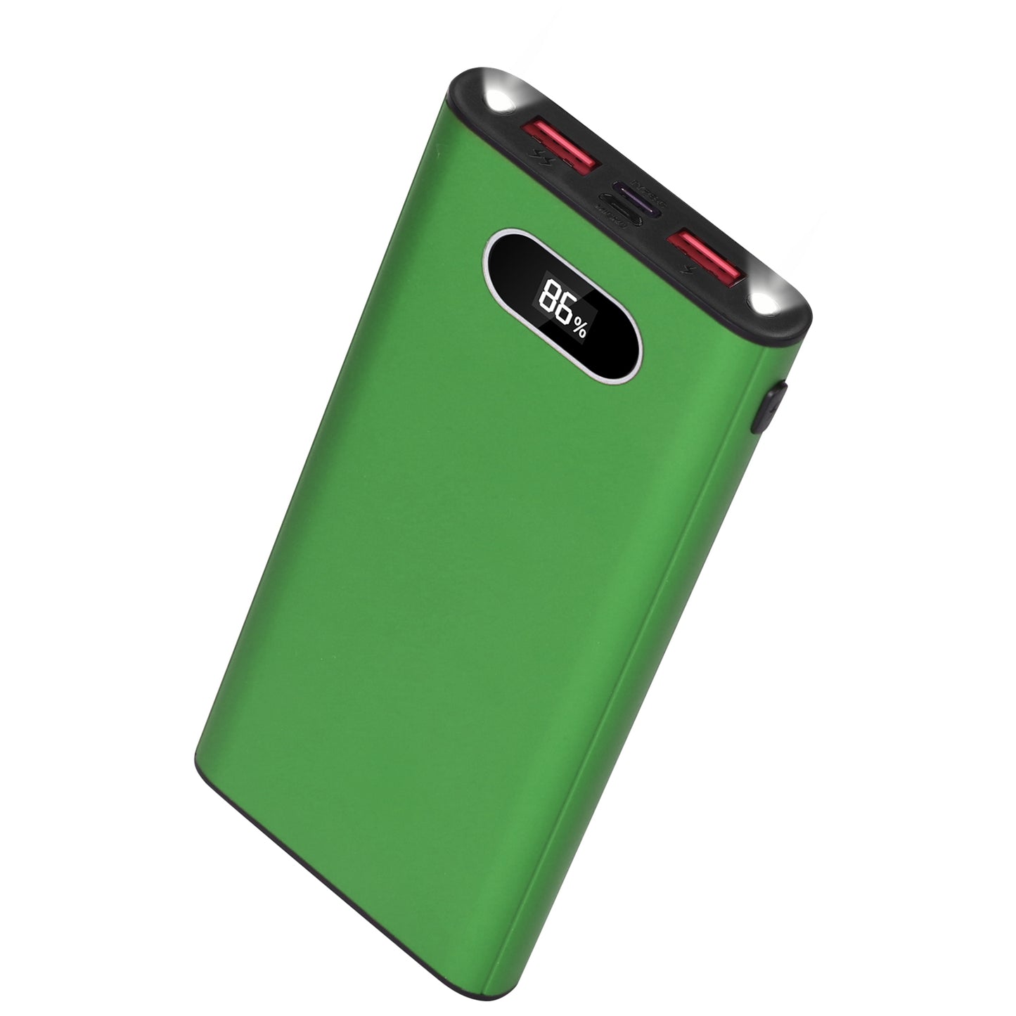 Green-Black-Red Color Options -- 1Pc 20000Mah Power Bank Portable Charger External Battery Pack 22.5W Super Fast Charging With LED Display Flashlight Fit For IOS Phone
