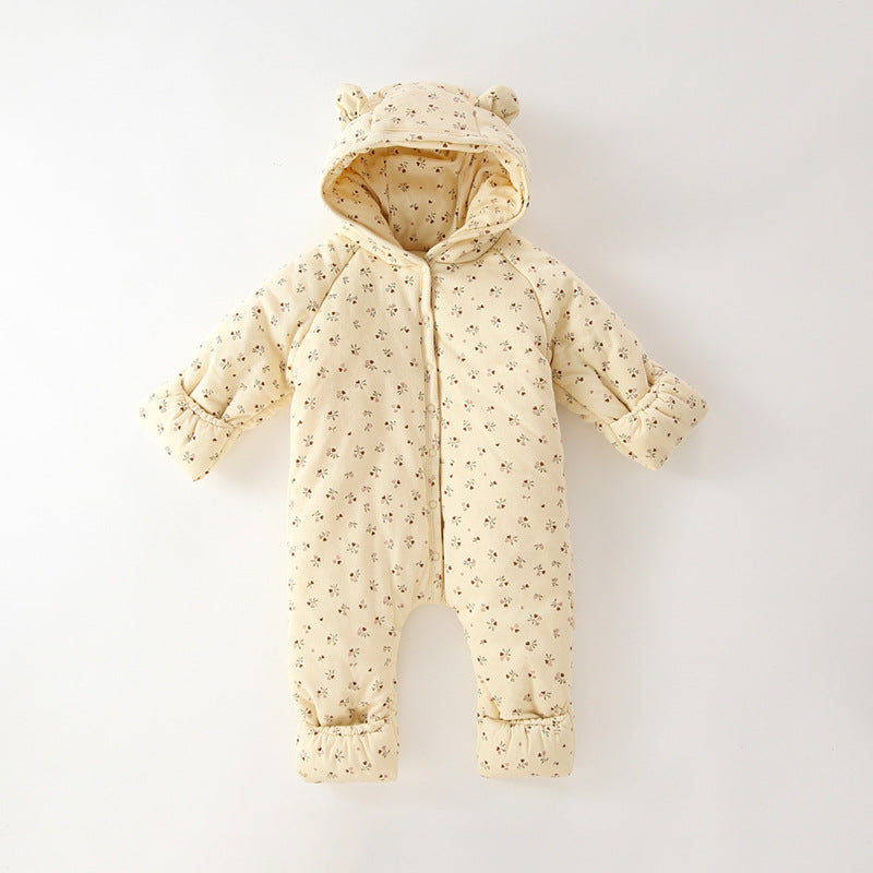 Winter Three-layer Quilted Baby Jumpsuit Romper