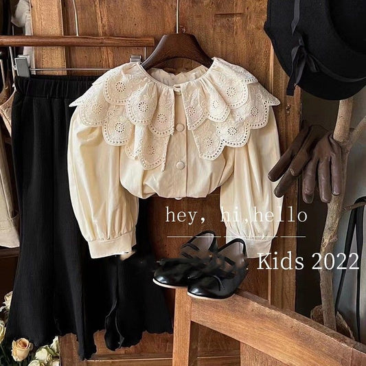 Girls' Vintage Lace Shirt Fashion Versatile Top