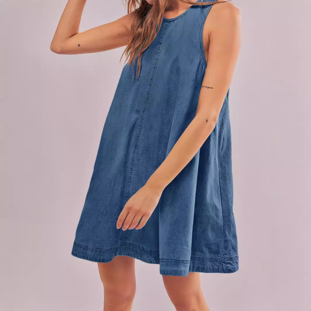 Sleeveless Backless Denim Dress