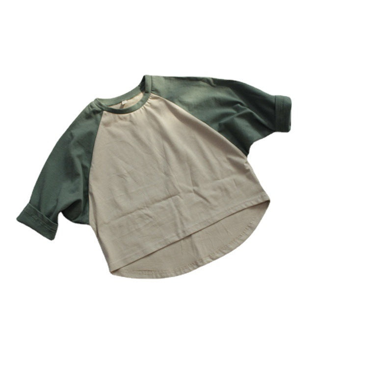 Autumn Cropped Sleeve Loose Color Matching Top