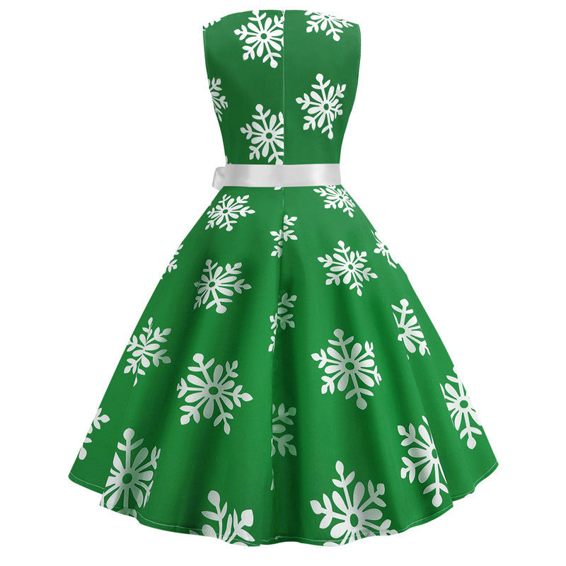 Christmas Retro Women's Printed Sleeveless Dress