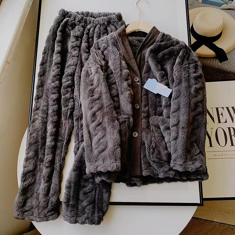 Warm Plush Pajamas Homewear Suit