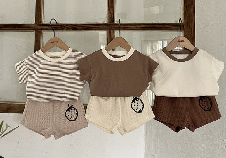 Boys' And Girls' T-shirts Match Cotton Short Sleeves