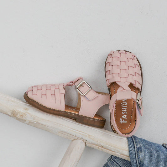 Retro woven solid color girls shoes