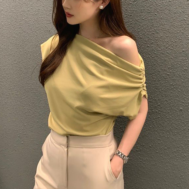 Summer New Niche Irregular Shoulder Design Sense