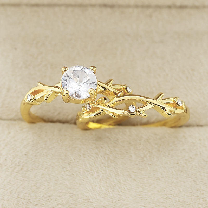 Proposal Diamond Ring Women's Rose Gold Simulation Diamond Couple Rings
