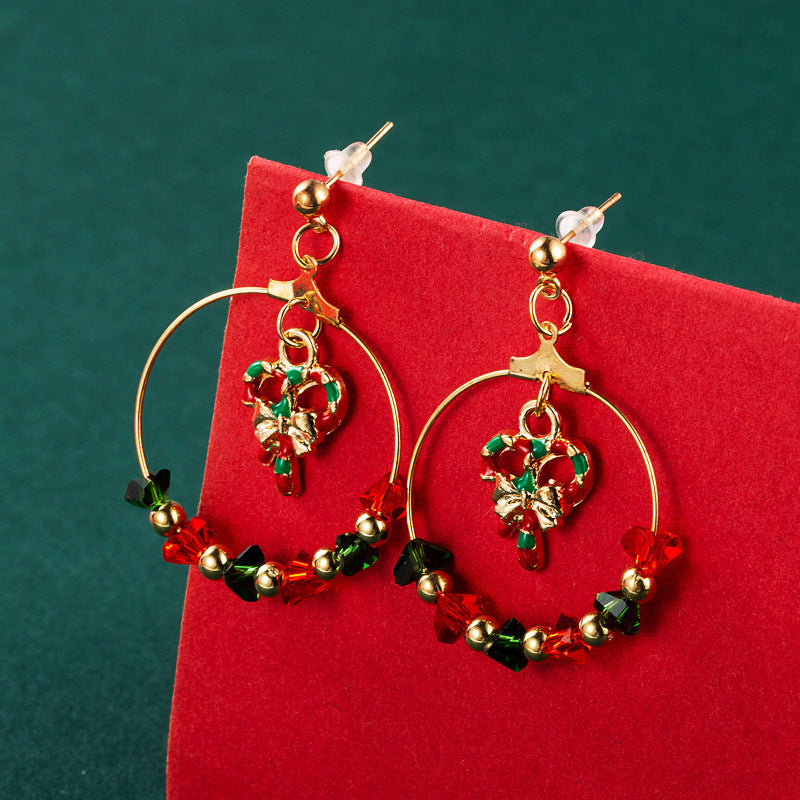 Creative Christmas Tree Bow Pendant  Earrings