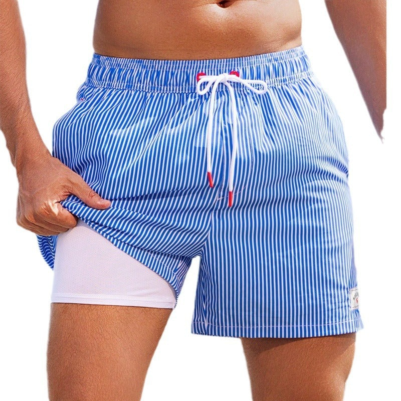 European And American Swimming Trunks Beach Pants Two-in-one Men's Anti-embarrassment