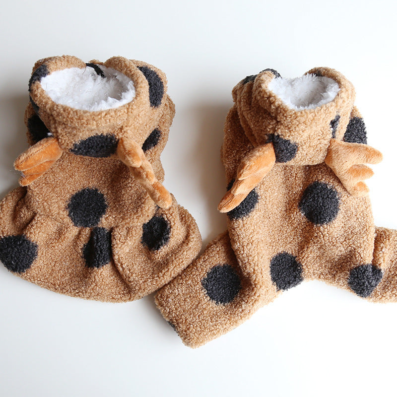 Petstyle Big Polka Dot Elk Couple Clothes Cat Clothing Pet Dog Clothes