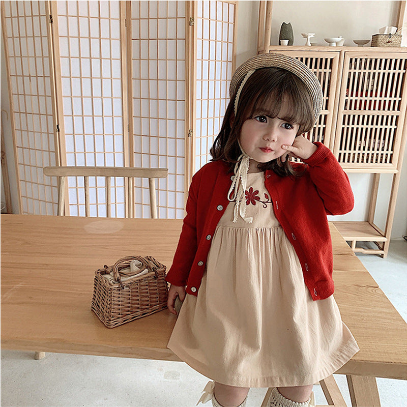 Girls Fashion Simple Embroidered Princess Dress