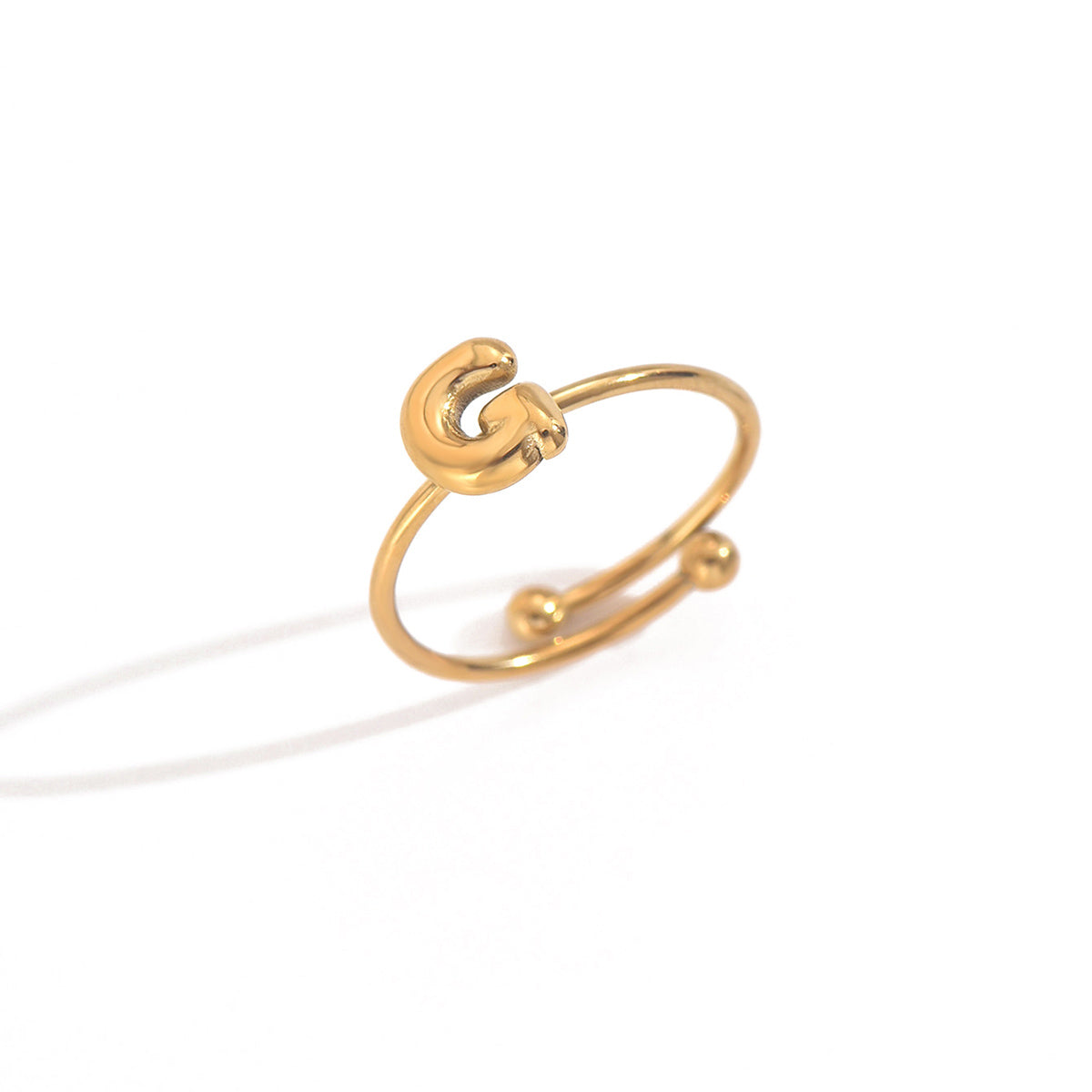 Lxalry 18K Gold Plated Stainless Steel Initial Ring For Women - Adjustable Minimalist Letter A-Z Rings, Personalized Gift Jewelry, Waterproof, Hypoallergenic, Tarnish-Free, Trendy Custom Statement Rin