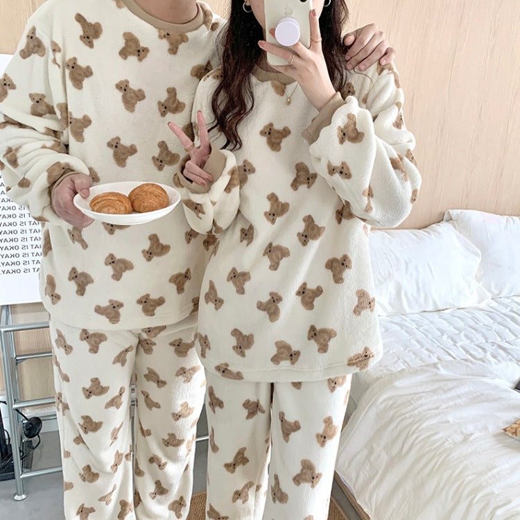 New Cute Couple Loose Round Neck Pajamas