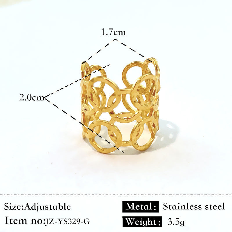 Glossy Stainless Steel Plated 18K Gold Simple Ring