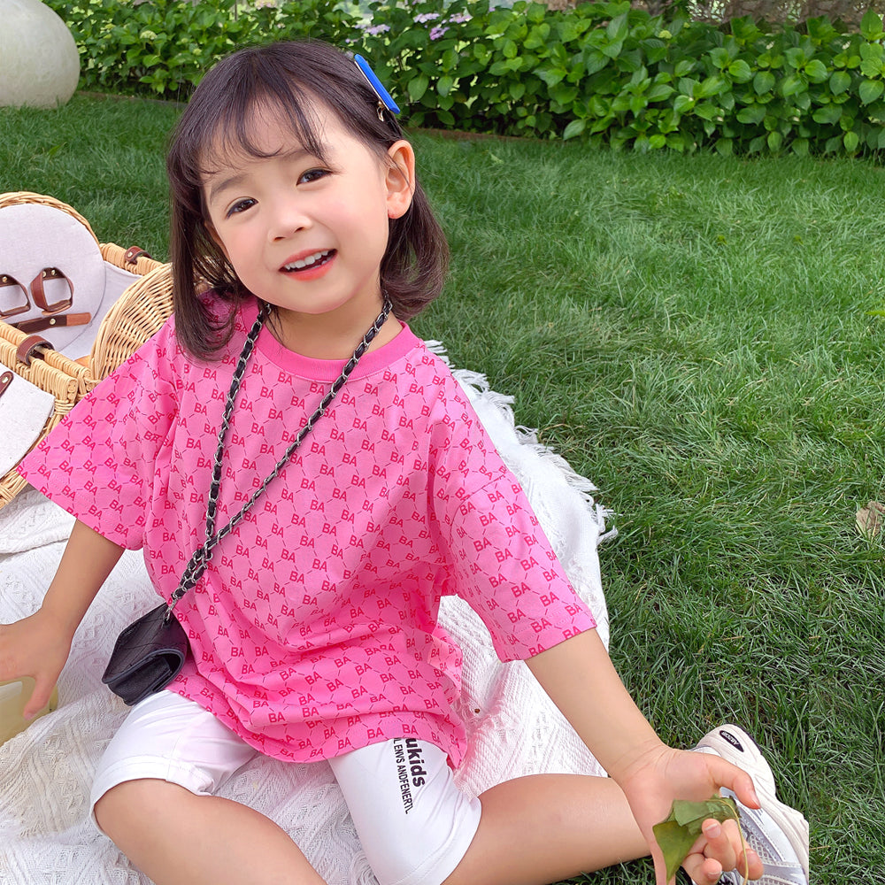 Girls Suit Summer Short Sleeve T-shirt Net Red Childrens Baby