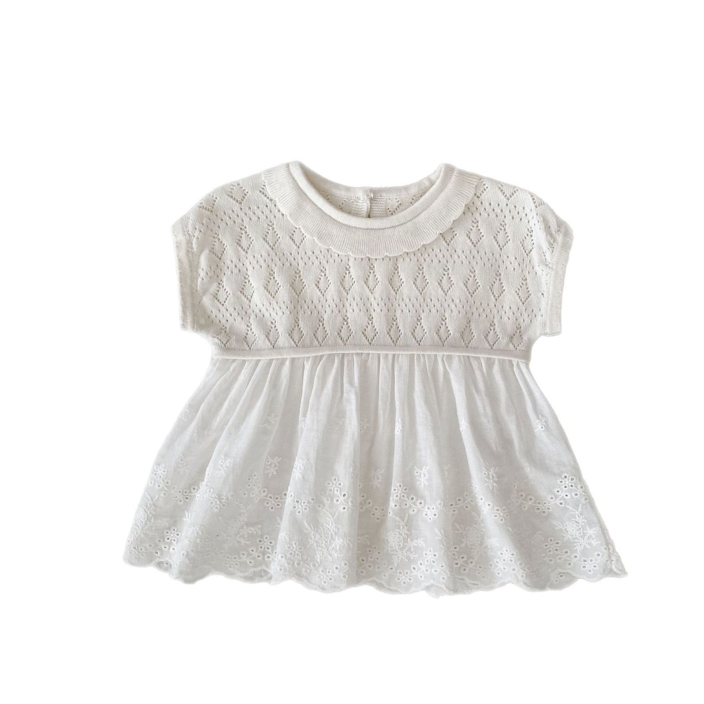 Casual Crocheted Hollow Sleeveless Knitted Stitching Lace Swing Top