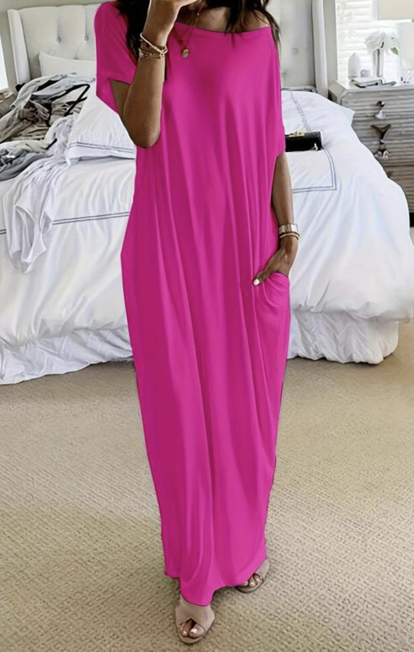 Solid Color Homewear Long Dress