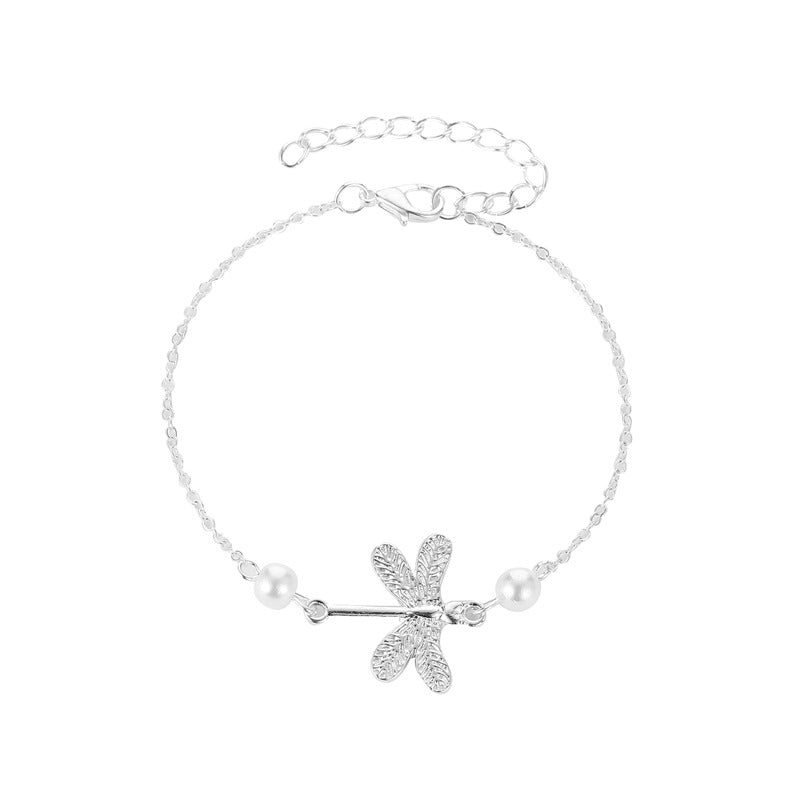 Ladies Dragonfly Pearl Anklet